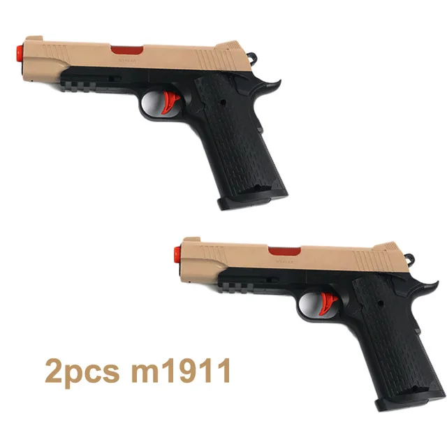2 шт пластиковый гелевый шариковый пистолет Glock 17 1911 водяные пули игрушки для мальчиков пистолет оружие пистолет аксессуары чехол для игры на открытом воздухе подарки для детей - Цвет: 2pcs M1911