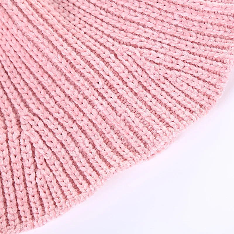 Women Knitted Wool Bucket Hat Autumn Winter Girls Casual Elegant Cap Solid Color Fisherman Hat Warm Beanie
