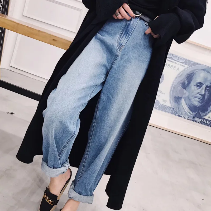 

XAXZXY high-waist curling loose curled radish pants ladies jeans nine-point pants casual fashion temperament 2020 autumn new
