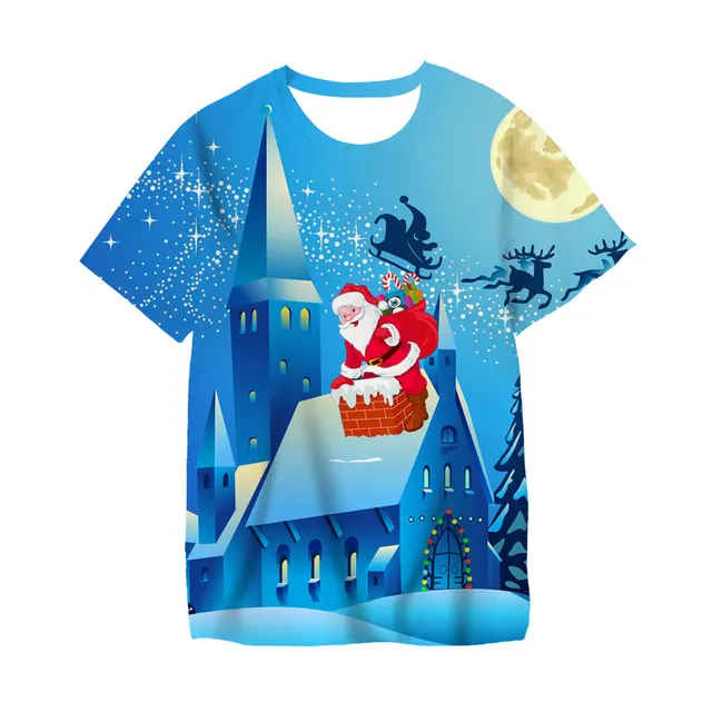 2020 Christmas Children Tshirt Kids Boys Girls T Shirts Santa Claus 3D T Shirt Boys Christmas Party Happy Children Tops TX-040435