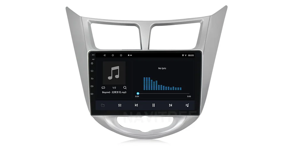 NaviTree 9 дюймов ips 1024*600 Android 9,0 автомобильный радио мультимедиа для hyundai Solaris 1 2010- gps зеркало Ссылка bluetooth usb FM