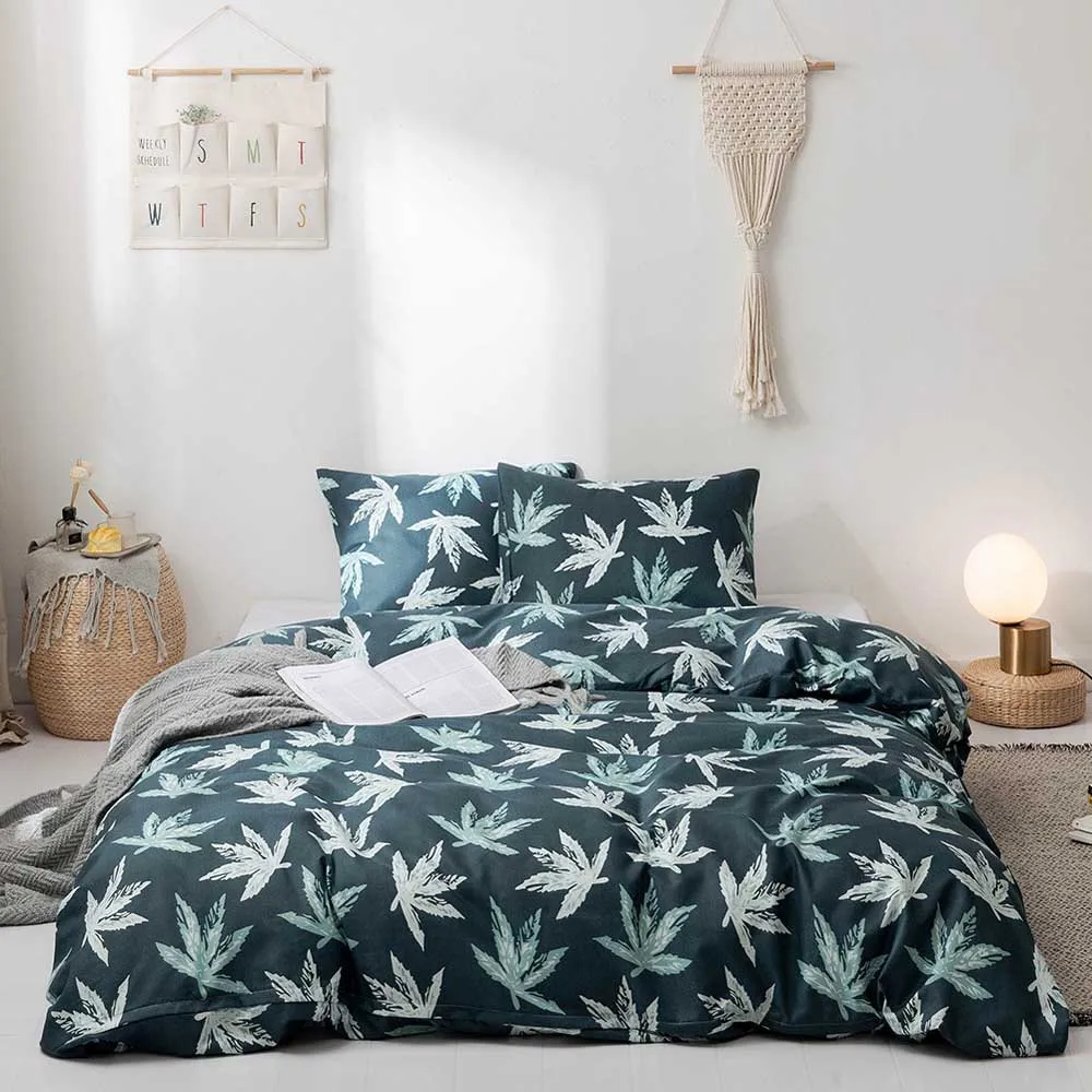 

Marchtimee Classical Bed Linings Concise Style Bedding Set Leaf Geometric Pattern Quilt Cover Pillowcase Cover Bed 4pcs/set