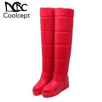 

Coolcept Russia Winter Boots Women Warm Over Knee Boots Round Toe Plush Thigh Snow Boots Waterproof Shoes Women Size 34-43