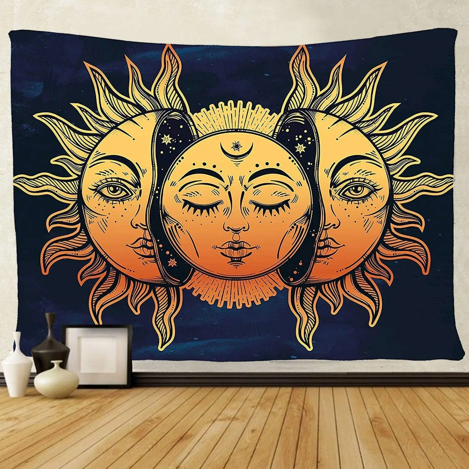 

sun and moon Psychedelic Wall Tapestry with Art chakra Home Decorations