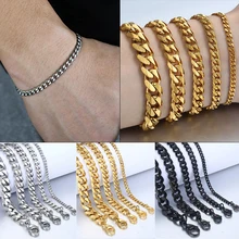 Trendsmax, 3-11 мм, мужские браслеты из нержавеющей стали, Снаряженная кубинская цепочка для мужчин и женщин, простые классические ювелирные изделия, подарок