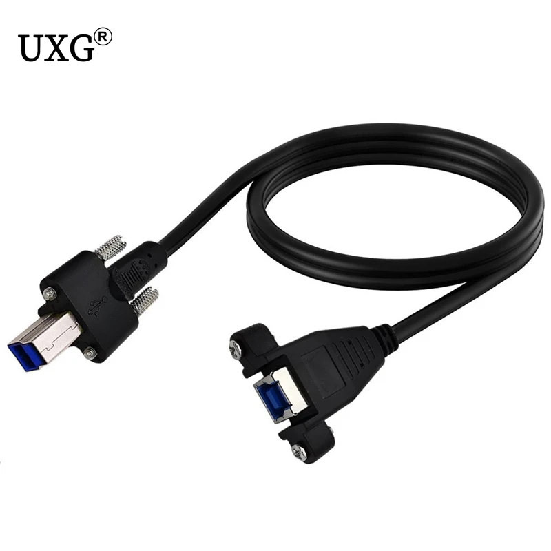 Cable de extensión de impresora, conector USB 3,0 B M ale B hembra, con orificios de Tornillo de montaje en Panel, de disco duro para escáner, 0,5 m/1m/2m, 5gbps|Conectores y cables