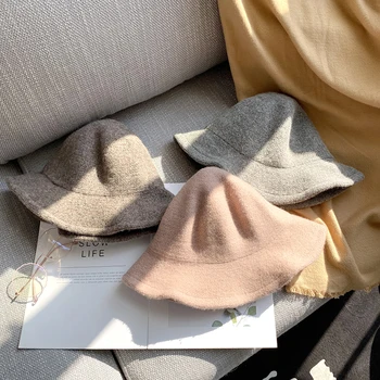 

[Rancyword] Female Wool Hat Adult Winter Warm Fedoras Hats Wide Brim Fisherman's Cap Autumn Winter Basin Cap Elegant Cap RC2101