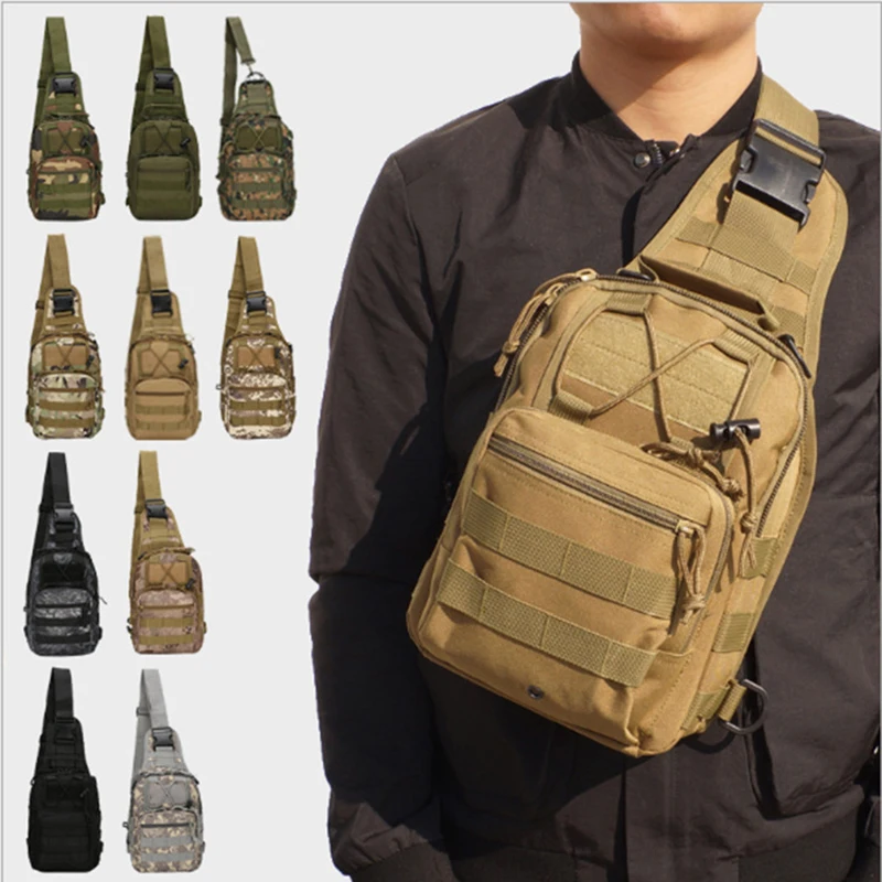 

Hiking Trekking Canvas Cycling Bag Camouflage Field Sports Tactical Chest Bag One-Shoulder Diagonal Outdoor Military Bag