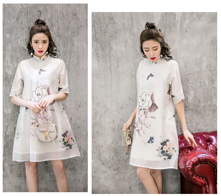 Китайское платье Cheongsam, улучшенное, Qipao, винтажные, вечерние, китайское, традиционное, женское платье Eastqueen, с рисунком, шелковое, ТРАПЕЦИЕВИДНОЕ ПЛАТЬЕ
