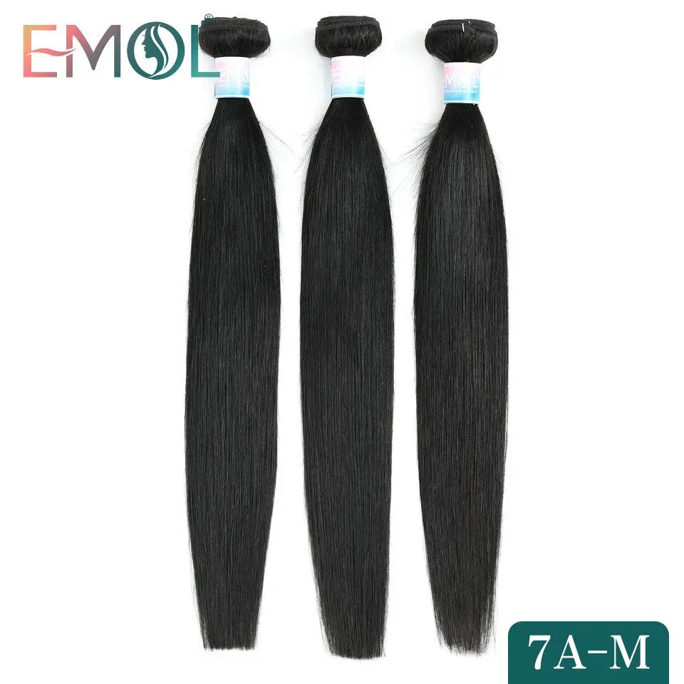 

Malaysian Straight Hair Bundles 100% Human Hair Natural Color Non-Remy Emol Hair Extensions 1&3&4 PC/Lot 7A Medium Ratio