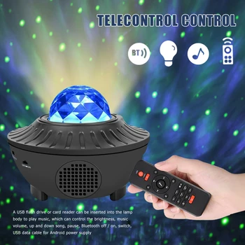 

Durable Sound Activated LED Star Water Wave Light Multi-functional Practical Bluetooth Music Remote Projector Decor