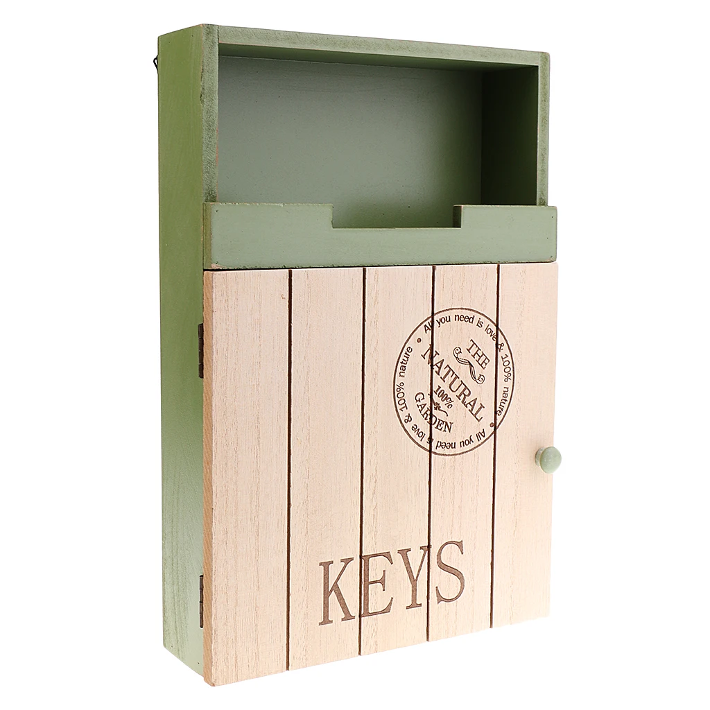 

Wooden Key Hooks Racks Mail Box Letter Wall Mounted Holder Storage Displays Green