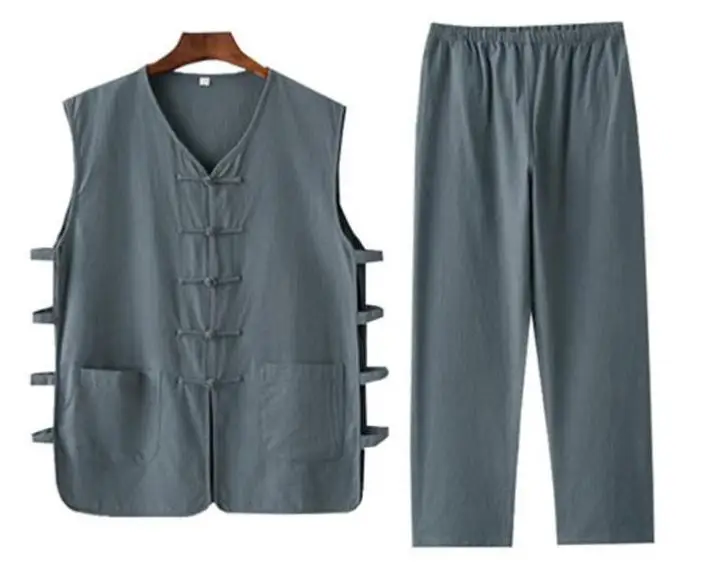 9 цветов красный/синий летний Мужской Хлопковый и льняной комплект одежды chun lay zen