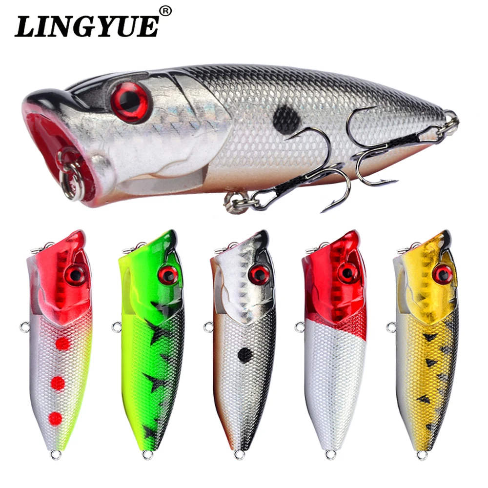 new 5 pcs 6.5cm Topwater Popper Minnow Freshwater Fishing Lures Tackle Hook 