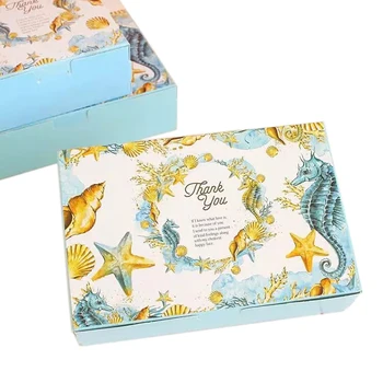

5PCS/pack Starfish Pattern Cake Boxes With 6 Grids DIY Wedding Party Biscuit Baking Packaging Gift Cases