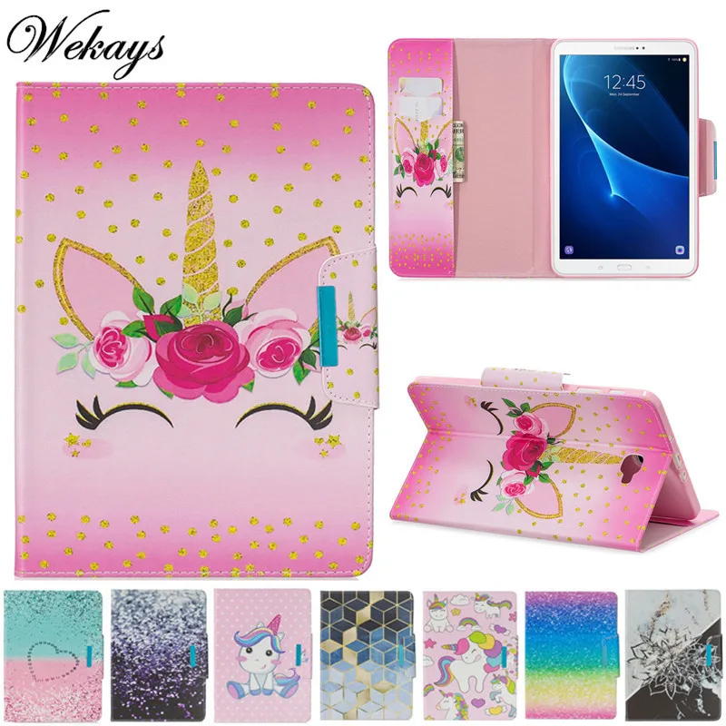 Wekays For Samsung Tab A6 10.1 Cartoon Unicorn Leather Case For Samsung Galaxy Tab A6 A 6 2016 10.1 T585 T580 T580N Cover Cases