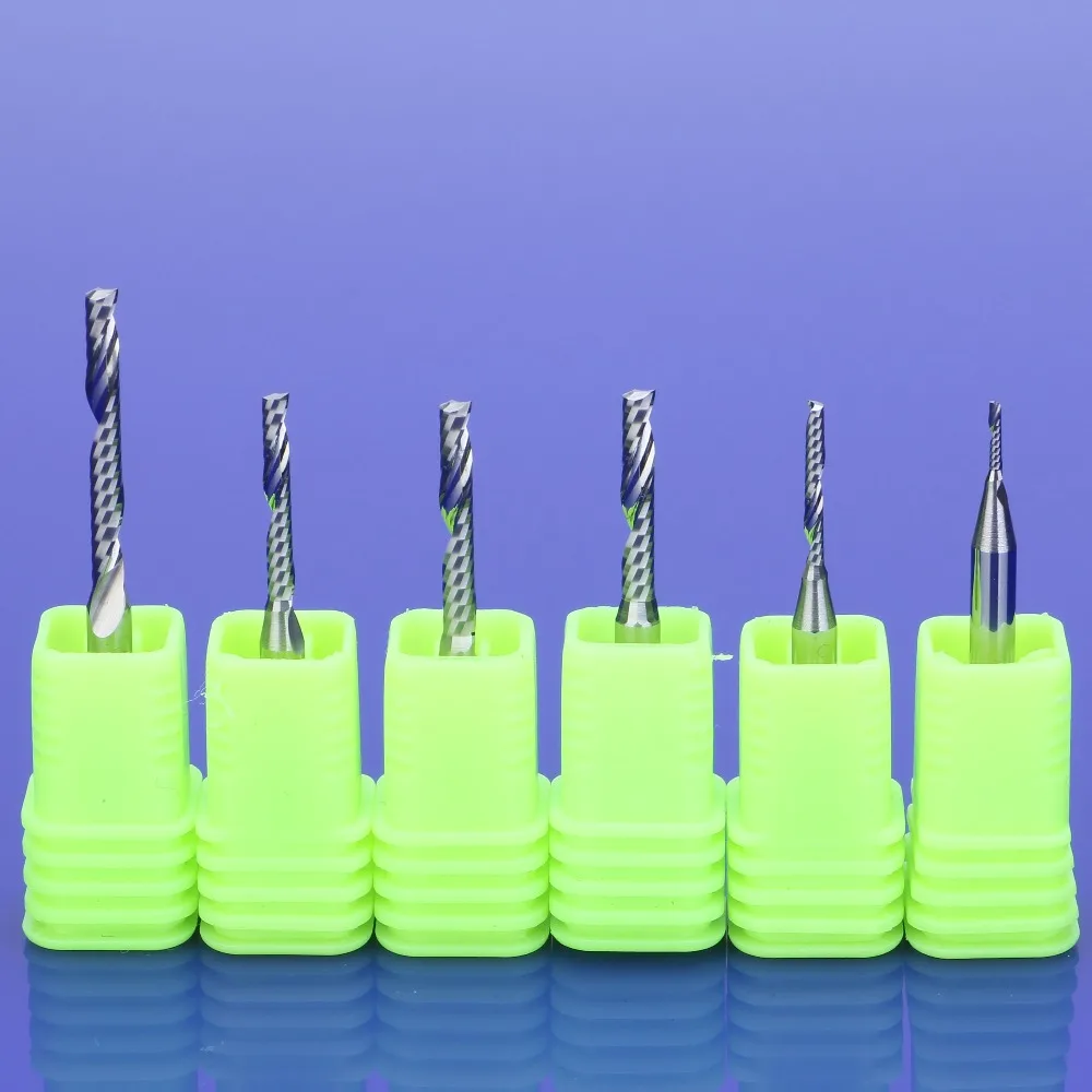 

10Pcs 1.0-3.175mm Single Flute Spiral Cutter 3A TOP Quality CNC End Mill Carbide router bit For Acrylic PVC MDF Milling Cutter