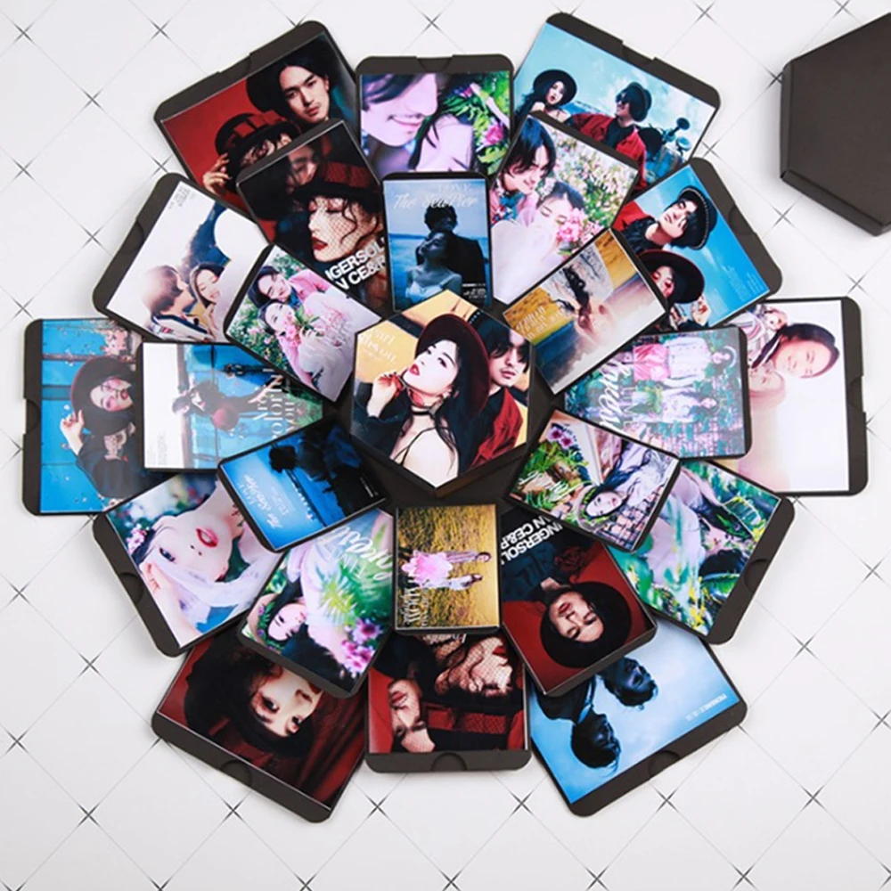 Взрывная Подарочная коробка DIY Фотоальбом модная черная бумага день рождения сюрприз уникальный дизайн подарочная упаковка коробка 19*13*19,5 см