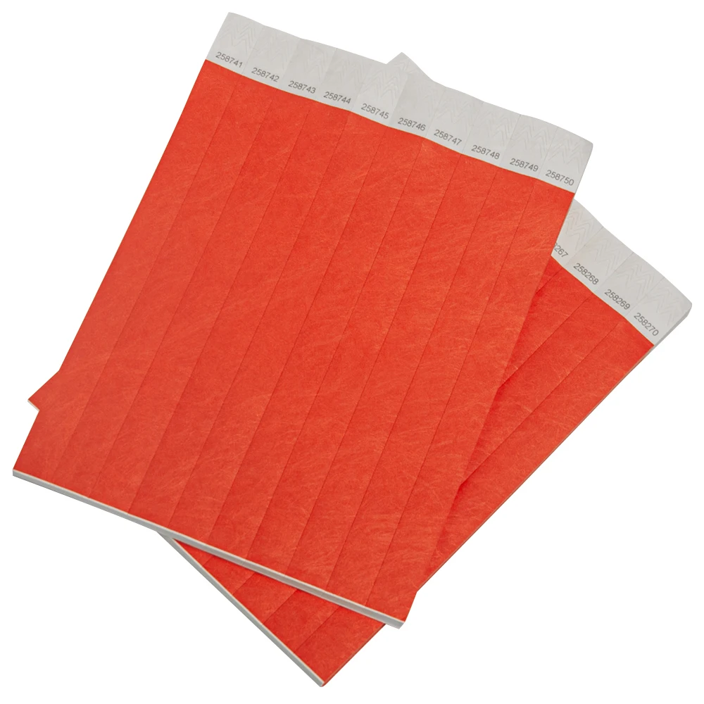 Solid NEW Red Color 3/4 inch Tyvek Wristbands with Series Numbers, ID Wristbands for Party Events, 500 Pieces