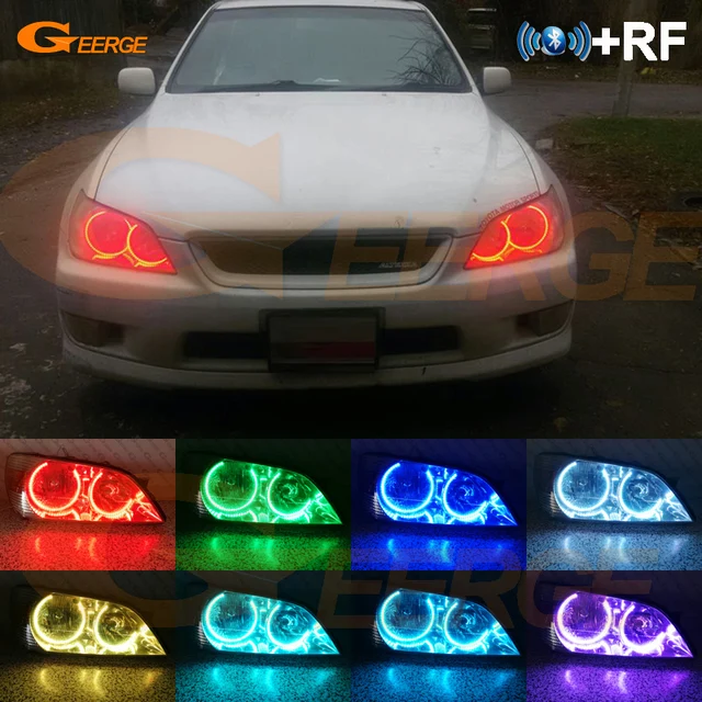 For LEXUS IS200 IS300 1998 2005 Excellent RF remote Bluetooth APP Multi Color Ultra bright RGB LED Angel Eyes Day Light