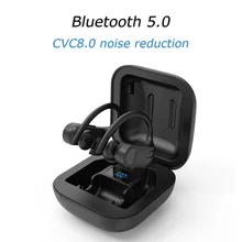 New TWS Bluetooth 5.0 Headset B1 Sport Waterproof CVC8.0 Noise Reduction LED Digital Display Wireless Headset Hanging Ear Type