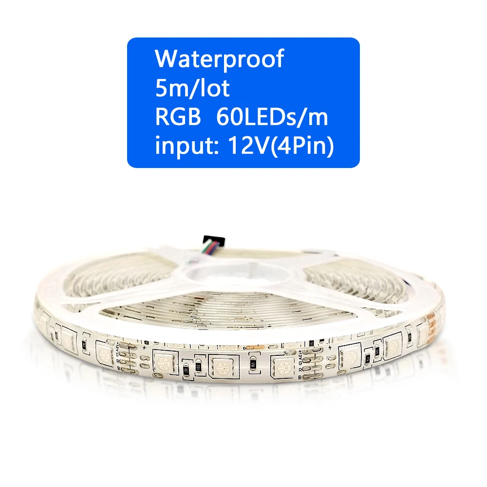 #Best 5M Led Strip 5050 RGB 60leds Lights DC12V Flexible Home Decoration Lighting Waterproof RGB White Warm White Blue Green Red