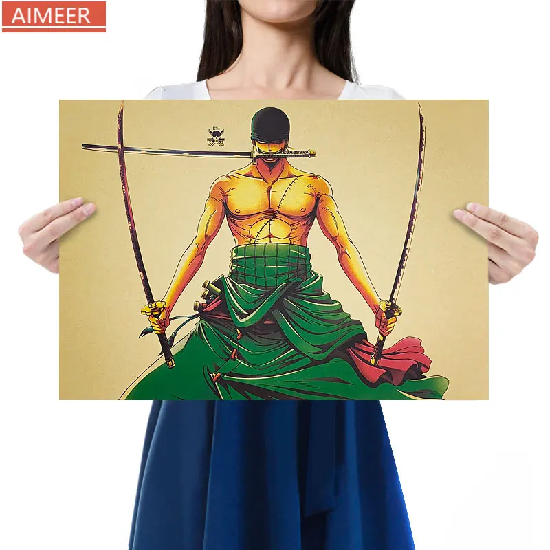 AIMEER Аниме One Piece Roronoa Zoro Sauron комикс мультфильм персонаж крафт-бумага постер Ретро
