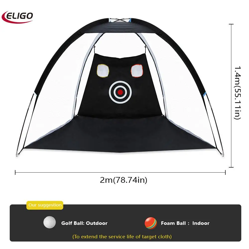 

Portable indoor golf practice net against cage golf practice net sport (2 meters tent net with cut hole black)