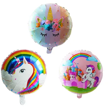 

10pcs/lot 18inch unicorn round foil helium balloon for unicorn theme party decoration baby shower baby birthday balloon globos
