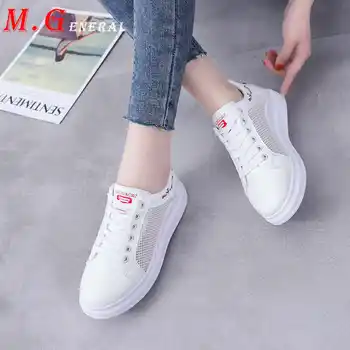 

Lace Up Summer Sneakers for Women 2020 Chunky Vulcanized Shoes Women's Hollow White Shoes Woman Summer Leather Casual Shoe C62