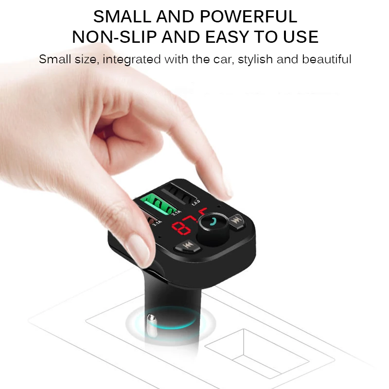 3.1A Fast Charge Dual USB Car Charger With FM Transmitter Bluetooth 5.0 Handsfree Car Audio MP3 Player Hands-Free Charger