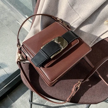 

Ins Simple Small Square Square Bag Women PU Leather Shoulder Crossbody Bag for Female 2020 Famous Designer Handbag Purse