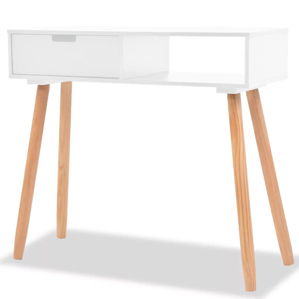 

2019 New Arrival Console Table Solid Pinewood 80x30x72 cm White For Living room Bedroom Balcony Side Table With Drawer