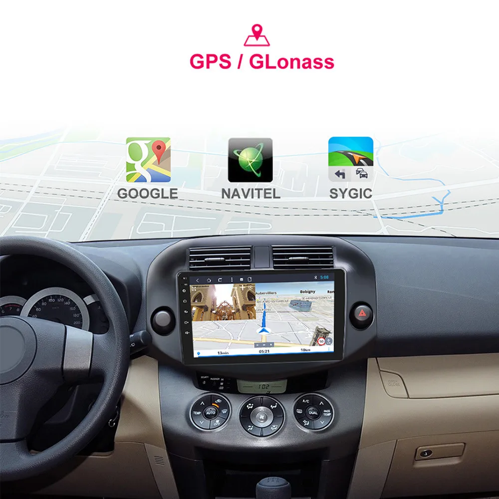 Discount Android 9.1 2 din Car Radio GPS Navigation Player For Toyota RAV4 Rav 4 2007-2011 Car Audio Video Auto Stereo BT WIFI RDS 3