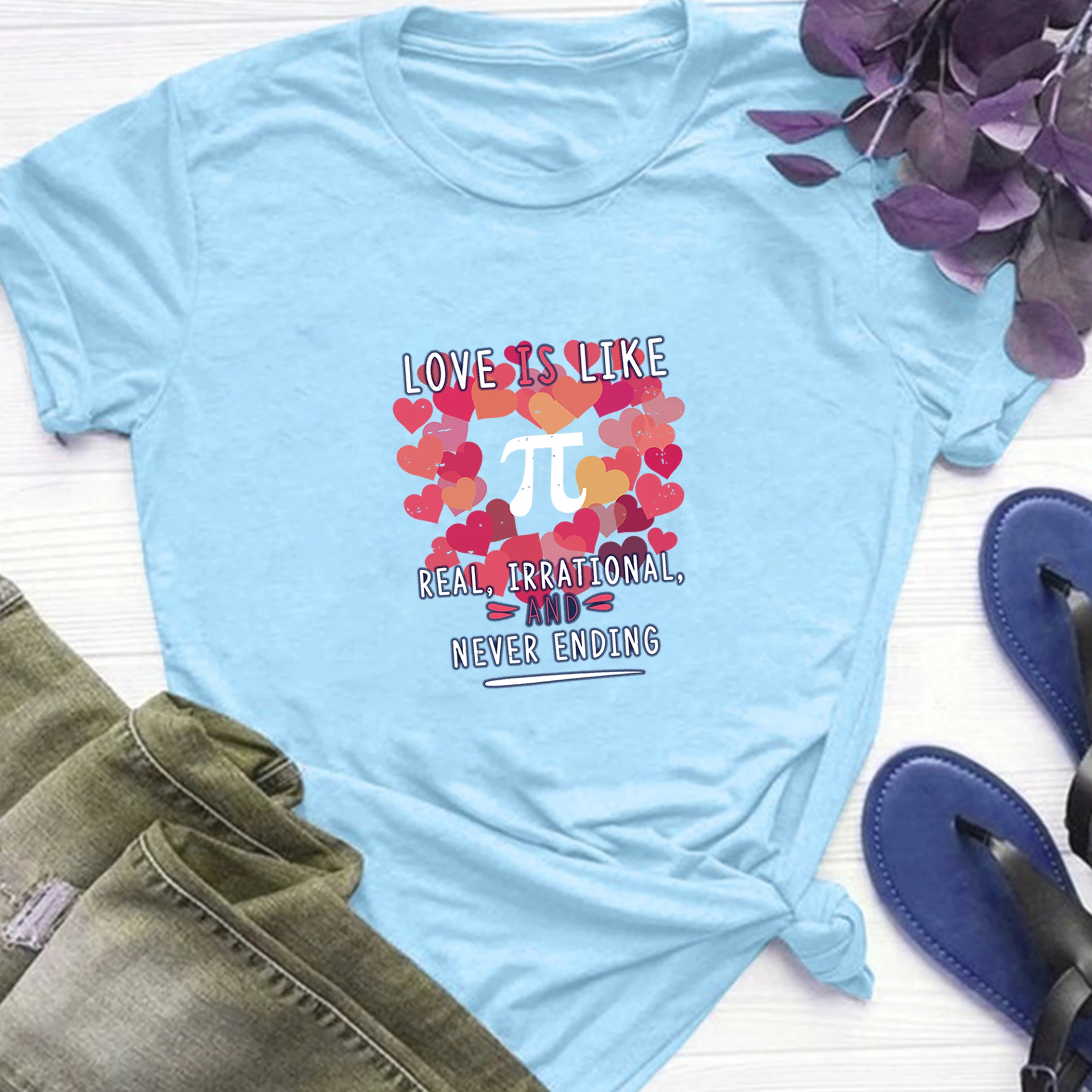 Sky blue Millbilly Новинка Харадзюку Мода японский стиль женские футболки 3,14 Цветочный Принт футболки с коротким рукавом - Цвет: Sky blue