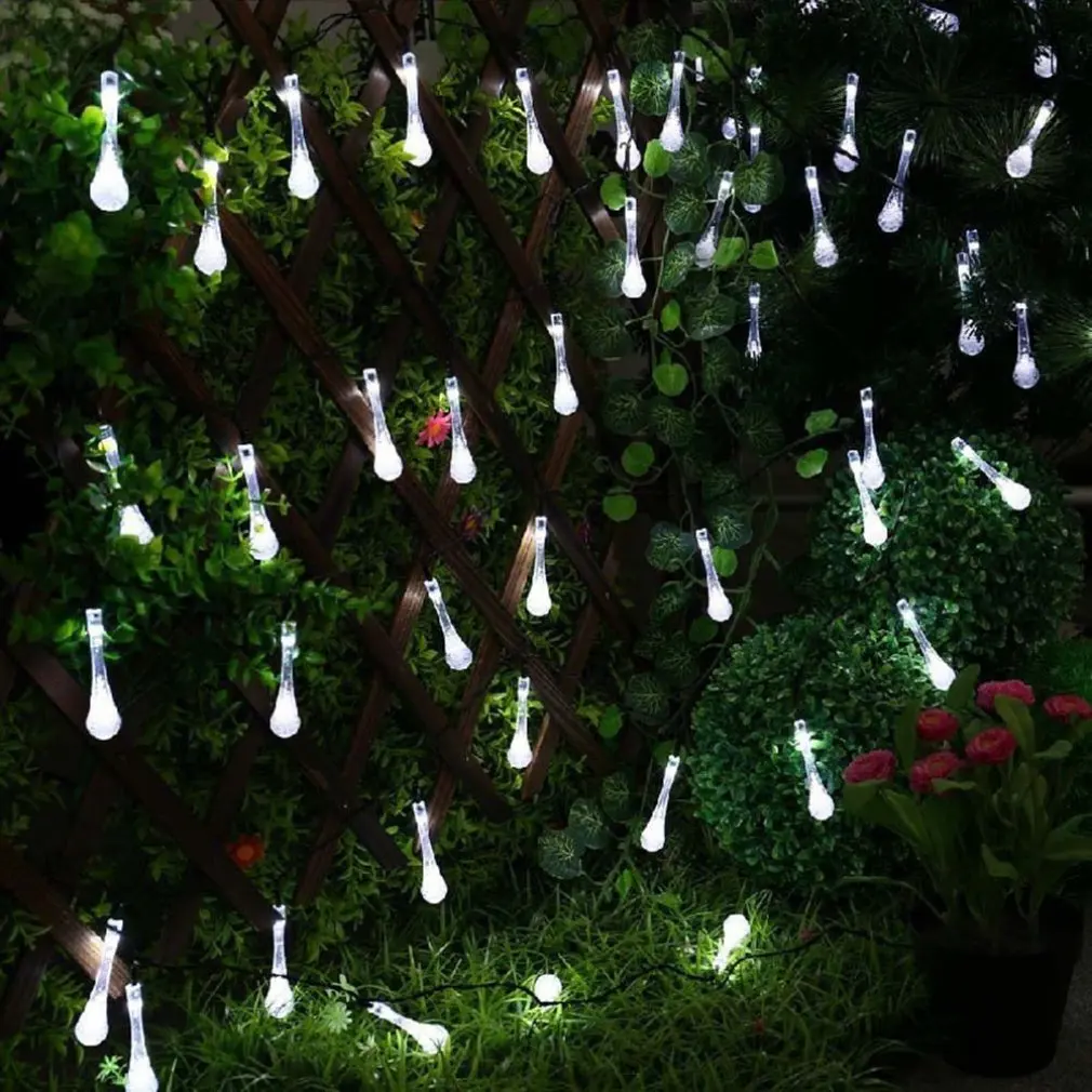 Горячее предложение 20Led30Led солнечный светильник в форме капли воды рождественский декоративный светильник s Открытый водонепроницаемый светильник профессиональный