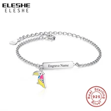 ELESHE персонализированные пользовательские именной браслет ручной работы дети 925 стерлингового серебра ювелирные изделия выгравированы Летающие птицы браслет индивидуальный подарок