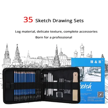 

35 pcs Portable Sketch set with a A5 sketchbook Color pencils Versatile Drawing pens for Artist&student Art supplies stationery