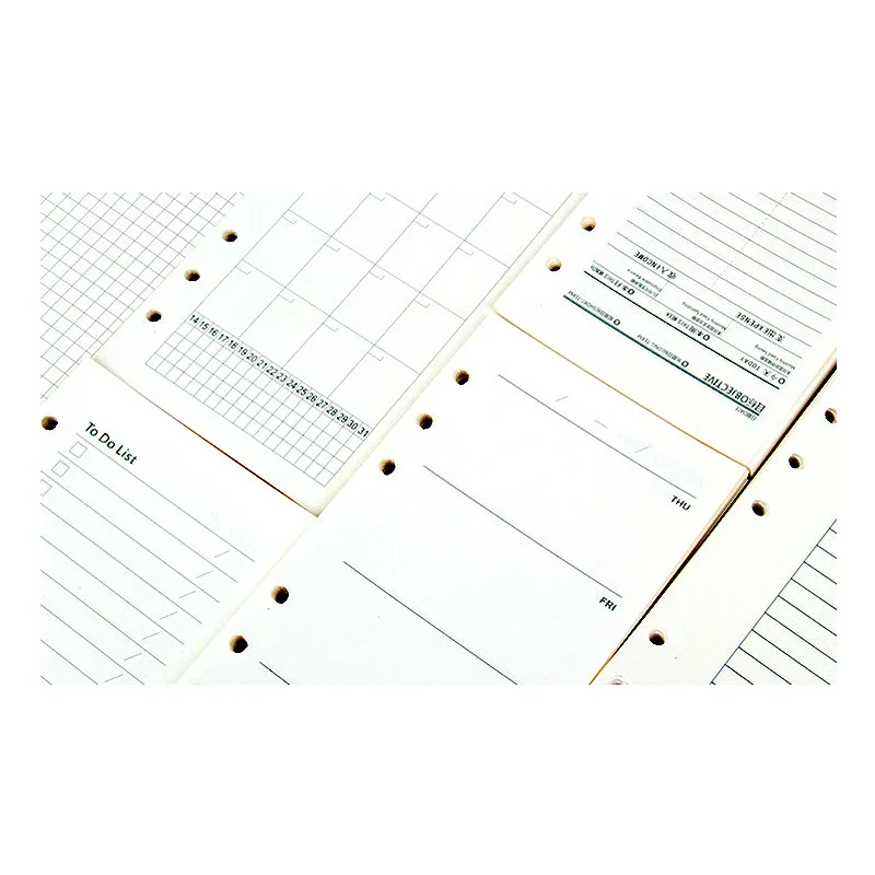 Заправка бумаги A6 вкладыш блокнот Bullet Journal 45 листов внутри Биндер внутренняя страница 6 отверстий Doted сетка Еженедельный ежемесячный планировщик