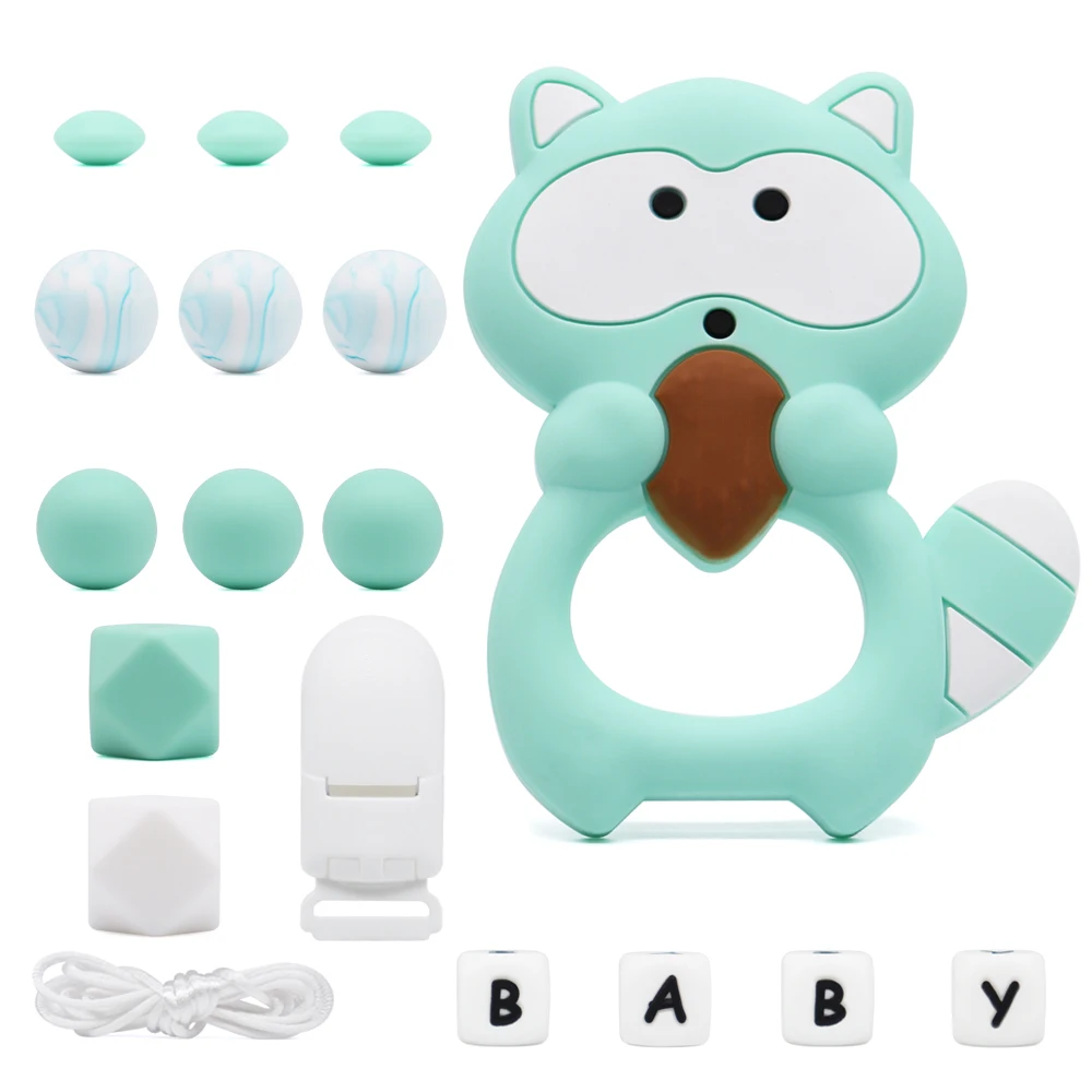 

Mint Bear Shape Teething Teether Chain For Personalised Baby Infant Name Pacifier Clips For Baby Teether Chain Grab Toys Gifts