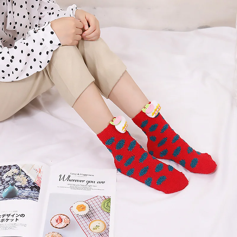 1 пара рождественских носков теплые носки для взрослых и детей постарше нескользящие носки-тапочки из полиэстера с объемным рисунком оленя