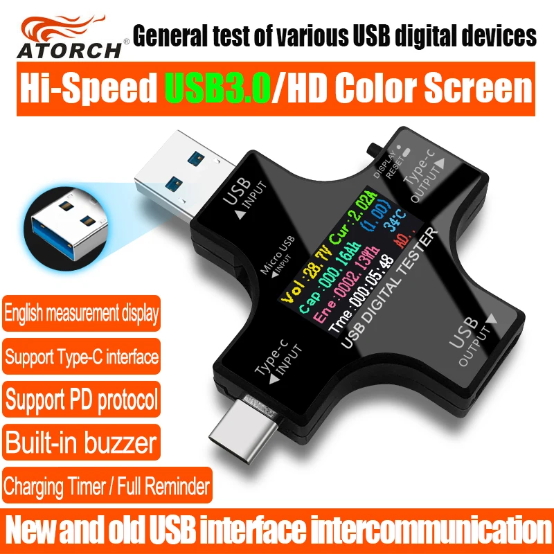 USB 3.0 Type-C USB tester DC Digital voltmeter amperimetor voltage current meter ammeter detector power bank charger indicator afbeelding
