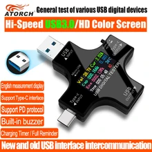 Usb 3.0 tipo-c usb tester dc voltímetro digital amperimetor medidor de corrente de tensão amperímetro detector indicador de carregador de banco de potência