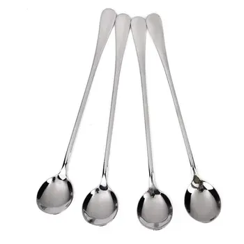 

Set of 4 Stainless Steel Coffee Spoons Super Long Round Head