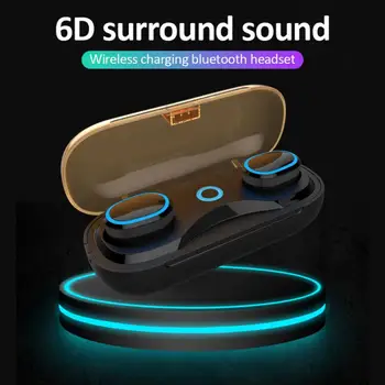 

Wireless Earbuds Bluetooth Earphone With 2000 MAh Charging Mini Case Waterproof Sport Headset Dual 6D Surround Sound Headphones