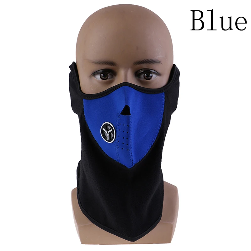 Маска для защиты лица с капюшоном для езды на велосипеде, лыжах, спорта на открытом воздухе, зимний шарф для защиты шеи, теплая маска для страйкбола, теплая флисовая велосипедная полумаска для лица - Цвет: Синий