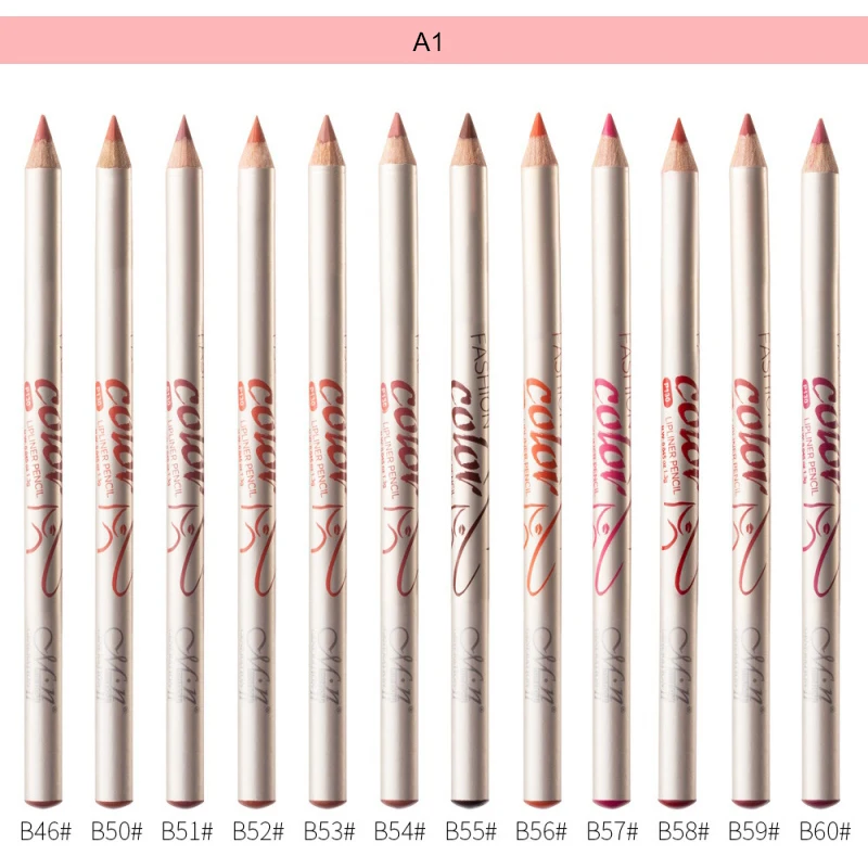 12 Colors Soft Waterproof Smooth Lip Liner Pen With Matte Mist Wood Pole Persistent Color Makeup Wholesale - Цвет: A1