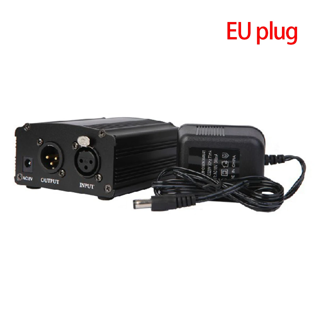 48V Phantom адаптер питания конденсатор микрофона, звук, Разъем для карты ЕС - Цвет: EU Plug