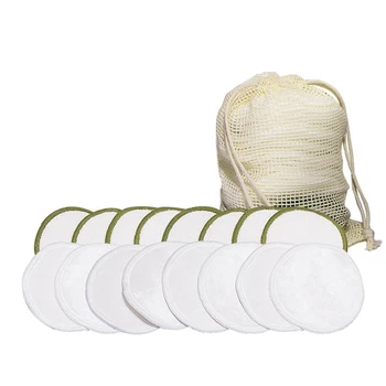 

16 Sets of Reusable Makeup Remover Pad 3-Layer Laundry Bag Washable Eco Friendly Natural Bamboo Cotton Round Suitable for All Sk
