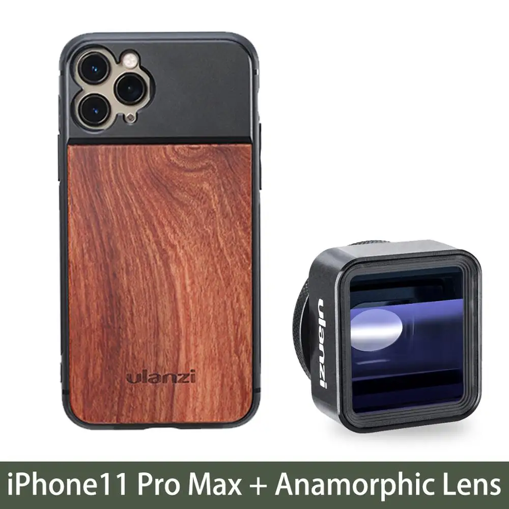 Ulanzi Деревянный чехол для телефона для iPhone 11, iPhone 11 pro, iPhone 11 pro Max с анаморфным объективом макрообъектив - Цвет: Pro max W Anamorphic